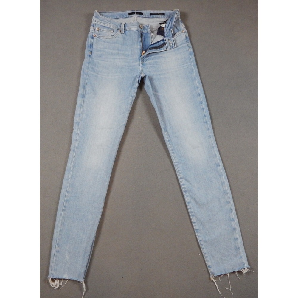 7 For All Mankind Jeans Womens 26 (26x29) Blue High Waist Skinny Raw Hem Stretch